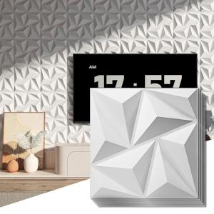 imageArt3d 12 Pack 3D Wave Design Wall panels 197quotx197quot PVC Panel for Interior Wall Decor Living Room Office TV Background WhiteDiamondWhite