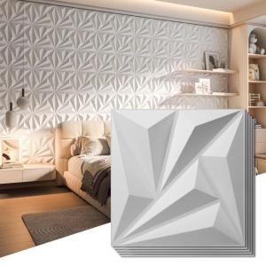 imageArt3d 12 Pack 3D Wave Design Wall panels 197quotx197quot PVC Panel for Interior Wall Decor Living Room Office TV Background WhiteWhite