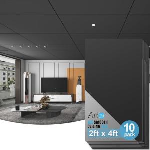 imageArt3d Acoustic Drop Ceiling Tiles 2x2ft 12Pack Soundproof Panels 24x24 for Wall Coverings WhiteRectangle Black