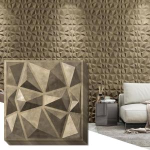 imageArt3d Decorative 3D Wall Panels in Diamond Design 12quotx12quot Matt Black for Home and Office Decor 33 PackAntique Gold