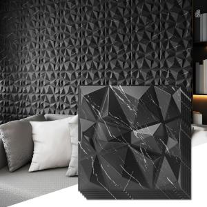 imageArt3d Decorative 3D Wall Panels in Diamond Design 12quotx12quot Matt Black for Home and Office Decor 33 PackBlack Marble