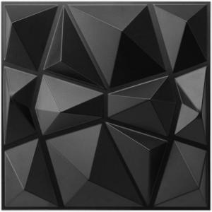 imageArt3d Decorative 3D Wall Panels in Diamond Design 12quotx12quot Matt Black for Home and Office Decor 33 PackMatte Black