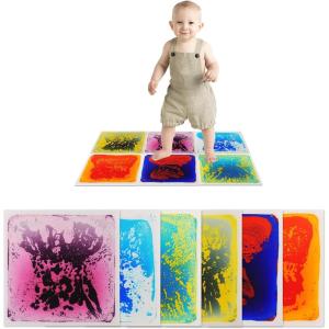 imageArt3d Liquid Sensory Floor Decorative Tiles 118quotx118quot Square Colorful 6 TilesMulticolor