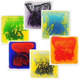 imageArt3d Liquid Sensory Floor Decorative Tiles 118quotx118quot Square Colorful 6 TilesYellowblack bluered blueyellow purpleblack greenyellow orangered