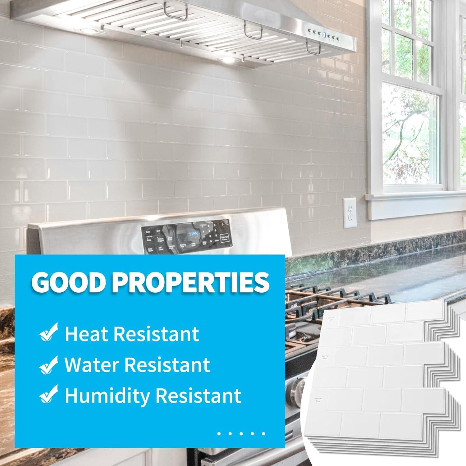 imageArt3d 10Sheet Peel and Stick Backsplash Tile for Kitchen Textured SelfAdhesive Subway Wall Tile for Kitchen Bathroom Laundry Room Enhanced Backing Adhesion ampamp Thicker Design  12quotx12quot White