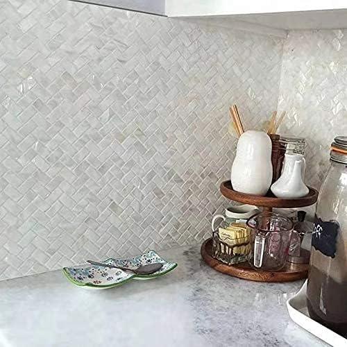 imageArt3d 4 Sq Ft Glass Backsplash Tiles 32Piece Glass Peel and Stick for Kitchen or Bathroom 3quot x 6quot Subway White Backsplash TilesNatural White 6pcs