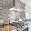 imageArt3d 10Piece Peel ampamp Stick KitchenBathroom Backsplash Tiles 12quot X 12quot Colorful Marble Tile DesignBeige  White