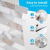 imageArt3d 10Piece Peel ampamp Stick KitchenBathroom Backsplash Tiles 12quot X 12quot Colorful Marble Tile DesignBeige  White