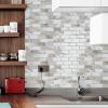 imageArt3d 10Piece Peel ampamp Stick KitchenBathroom Backsplash Tiles 12quot X 12quot Colorful Marble Tile DesignBeige  White