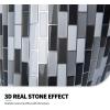 imageArt3d 10Piece Peel ampamp Stick KitchenBathroom Backsplash Tiles 12quot X 12quot Colorful Marble Tile DesignBlackwhite