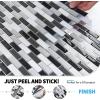 imageArt3d 10Piece Peel ampamp Stick KitchenBathroom Backsplash Tiles 12quot X 12quot Colorful Marble Tile DesignBlackwhite