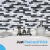 imageArt3d 10Piece Peel ampamp Stick KitchenBathroom Backsplash Tiles 12quot X 12quot Colorful Marble Tile DesignBlackwhite