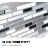imageArt3d 10Piece Peel ampamp Stick KitchenBathroom Backsplash Tiles 12quot X 12quot Colorful Marble Tile DesignGraywhite