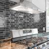 imageArt3d 10Piece Peel ampamp Stick KitchenBathroom Backsplash Tiles 12quot X 12quot Colorful Marble Tile DesignSmoky Black