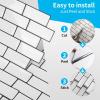 imageArt3d 10Piece Peel ampamp Stick KitchenBathroom Backsplash Tiles 12quot X 12quot Colorful Marble Tile DesignWarm White With Black Grout