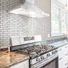 imageArt3d 10Piece Peel ampamp Stick KitchenBathroom Backsplash Tiles 12quot X 12quot Colorful Marble Tile DesignWarm White With Black Grout