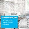 imageArt3d 10Piece Peel ampamp Stick KitchenBathroom Backsplash Tiles 12quot X 12quot Colorful Marble Tile DesignWarm White With Black Grout