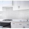 imageArt3d 10Piece Peel ampamp Stick KitchenBathroom Backsplash Tiles 12quot X 12quot Colorful Marble Tile DesignWarm White With Black Grout