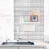 imageArt3d 10Piece Peel ampamp Stick KitchenBathroom Backsplash Tiles 12quot X 12quot Colorful Marble Tile DesignWarm White With Black Grout