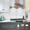 imageArt3d 10Piece Peel ampamp Stick KitchenBathroom Backsplash Tiles 12quot X 12quot Colorful Marble Tile DesignWhite Marble