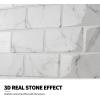 imageArt3d 10Sheet Peel and Stick Backsplash 12 in x 12 in Subway 3D Wall Panels Mono White with Gray GroutWhite Marble