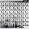 imageArt3d 10Sheet Peel and Stick Backsplash Metal Mosaic Tiles for Kitchen Wall Decor Stick on Aluminum Composite Tiles Stikers Silver Windmill Puzzle Glass Mixed