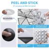imageArt3d 10Sheet Peel and Stick Backsplash Metal Mosaic Tiles for Kitchen Wall Decor Stick on Aluminum Composite Tiles Stikers Silver Windmill Puzzle Glass Mixed