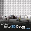 imageArt3d 197quot x 197quot Pack Of 12 Wall Panel 3D Rectangle WhiteSquare White