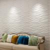 imageArt3d 197quot x 197quot Pack Of 12 Wall Panel 3D Rectangle WhiteWavy White