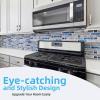imageArt3d 4 Sq Ft Glass Backsplash Tiles 32Piece Glass Peel and Stick for Kitchen or Bathroom 3quot x 6quot Subway White Backsplash TilesBlue Marble