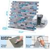 imageArt3d 4 Sq Ft Glass Backsplash Tiles 32Piece Glass Peel and Stick for Kitchen or Bathroom 3quot x 6quot Subway White Backsplash TilesBlue Marble