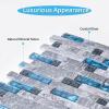 imageArt3d 4 Sq Ft Glass Backsplash Tiles 32Piece Glass Peel and Stick for Kitchen or Bathroom 3quot x 6quot Subway White Backsplash TilesBlue Marble