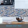 imageArt3d 4 Sq Ft Glass Backsplash Tiles 32Piece Glass Peel and Stick for Kitchen or Bathroom 3quot x 6quot Subway White Backsplash TilesBlue Marble
