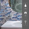 imageArt3d 4 Sq Ft Glass Backsplash Tiles 32Piece Glass Peel and Stick for Kitchen or Bathroom 3quot x 6quot Subway White Backsplash TilesBlue Marble