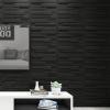 imageArt3d PVC 3D Panel for Interior Wall Decor Wavy Textured Tile 12Pack 197 x 197in WhiteCarbon Black