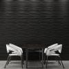 imageArt3d PVC 3D Panel for Interior Wall Decor Wavy Textured Tile 12Pack 197 x 197in WhiteCarbon Black