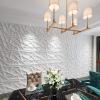 imageArt3d PVC 3D Panel for Interior Wall Decor Wavy Textured Tile 12Pack 197 x 197in WhiteMesh White