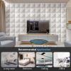 imageArt3d PVC 3D Panel for Interior Wall Decor Wavy Textured Tile 12Pack 197 x 197in WhiteSquare White
