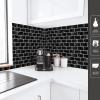 imageArt3d Premium 10Sheet Peel and Stick Tile Backsplash  12quotx12quot for Kitchen  Bright WhiteBlack Marble