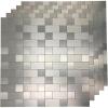 imageArt3d 10Pack SelfAdhesive Metal Backsplash Peel and Stick Tile for Kitchen 12quot x 12quot Silver Aluminium SurfaceA16015