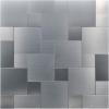imageArt3d 10Pack SelfAdhesive Metal Backsplash Peel and Stick Tile for Kitchen 12quot x 12quot Silver Aluminium SurfaceBrush Silver