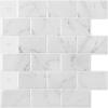 imageArt3d 10Sheet Peel and Stick Backsplash 12 in x 12 in Subway 3D Wall Panels Mono White with Gray GroutWhite Marble