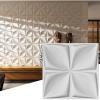 imageArt3d 32 Sq Ft Decorative 3D Wall Panels for TV Background Plant FiberPlant Fiber  White Matt Cornus Angustata