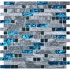 imageArt3d 4 Sq Ft Glass Backsplash Tiles 32Piece Glass Peel and Stick for Kitchen or Bathroom 3quot x 6quot Subway White Backsplash TilesBlue Marble
