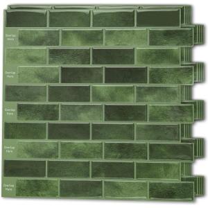 imageArt3d 10Piece Peel ampamp Stick KitchenBathroom Backsplash Tiles 12quot X 12quot Colorful Marble Tile DesignJade Green