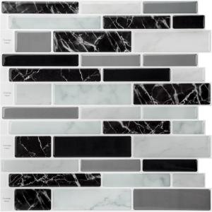 imageArt3d 10Sheet Premium SelfAdhesive Kitchen Backsplash Tiles in Marble30  30cmBlack Marble