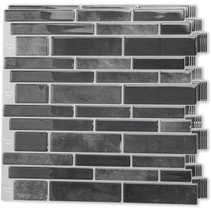 imageArt3d 10Sheet Premium Stick On Kitchen Backsplash Tiles 12quotx12quot Peel and Stick Self Adhesive Wall Tiles White Marble DesignSmoky Black