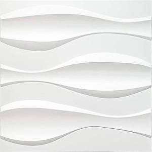 imageArt3d 197quot x 197quot Pack Of 12 Wall Panel 3D Rectangle WhiteBig Wave