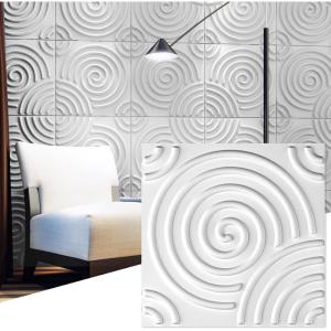 imageArt3d 32 Sq Ft Decorative 3D Wall Panels for TV Background Plant FiberCircle White