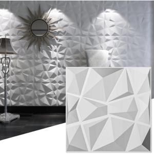 imageArt3d 32 Sq Ft Decorative 3D Wall Panels for TV Background Plant FiberDiamond White